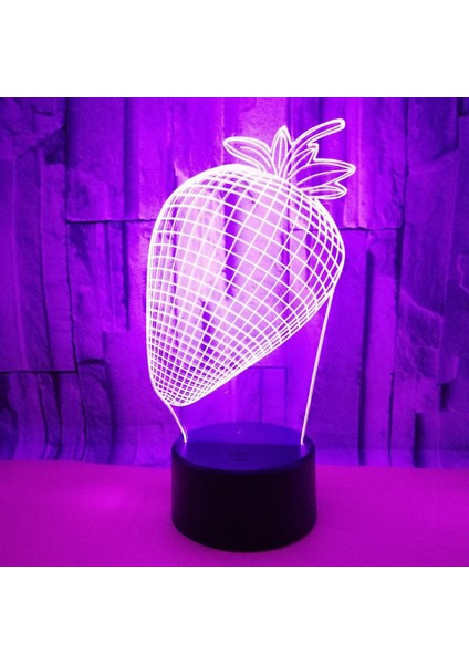 Justup Sevimli Çilek 3D Gece Ht Işık Ht 7 Renk Değişimi LED Masa Lambası Noel Oyuncak Hediye - Stil G (Yurt Dışından)
