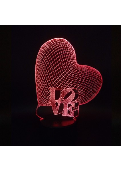 Aşk ve Kalp 3D Gece Lambası, LED Illüzyon Lambası, 7 Renk Değiştiren Işık, Ev Dekoru ve En Iyi Hediye Olarak Akrilik Düz ve Abs Tabanlı ve USB Şarj Cihazı ile Hts (Yurt Dışından)