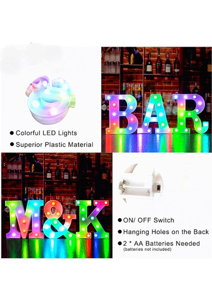 Justup Renkli LED Kayan Yazı Işığı; Uzaktan Işıklı Hts; Işıklı Ht Up Kayan Yazı Işaretleri Parti Bar Harfleri; Ev Için Hts Süslemeleri --- Çok Renkli E (Yurt Dışından)