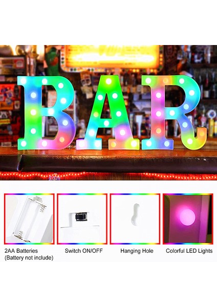 Justup Renkli LED Kayan Yazı Işığı; Uzaktan Işıklı Hts; Işıklı Ht Up Kayan Yazı Işaretleri Parti Bar Harfleri; Ev Için Hts Süslemeleri --- Çok Renkli E (Yurt Dışından)