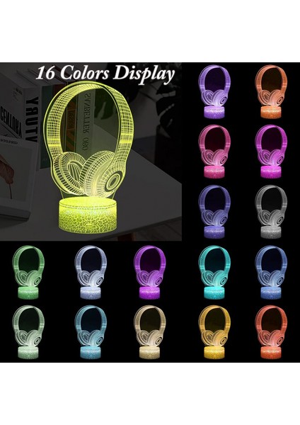 3D Kulaklık Gece Işık, LED Optik Illüzyon Lamba USB ile Güçlendirilmiş 16 Renk Ruh Hali Dekor Işık, Uzaktan Kumanda ile Müzik Severler Gençler Çocuklar Için En Iyi Hediye (Yurt Dışından) fiyatları