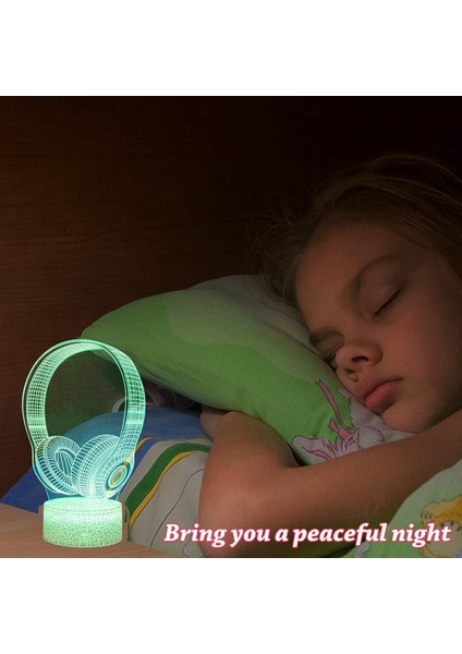 3D Kulaklık Gece Işık, LED Optik Illüzyon Lamba USB ile Güçlendirilmiş 16 Renk Ruh Hali Dekor Işık, Uzaktan Kumanda ile Müzik Severler Gençler Çocuklar Için En Iyi Hediye (Yurt Dışından) modelleri