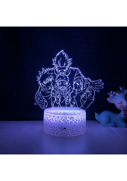 Justup Anime Büyü Şekil Gojo Satoru 3D LED Gece Aydınlatması Dokunmatik Uzaktan Kumanda ile Çocuk Yatak Odası Dekoratif 3D Illüzyon Lamba --- Desen H (Çatlak Koltuk) (Yurt Dışından)