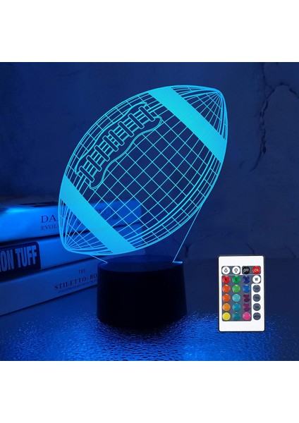Çocuklar 3D Amerikan Futbolu Gece Işık Optik Illusion Rugby Lambası 16 Renk Değiştirme Uzaktan Doğum Günü Noel Sevgililer Günü Spor Fanı Için Hediye Fikri (Yurt Dışından)