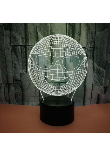 Justup Grim Expression 3D Illusion Gece Işık 16 Renk Değişimi Dokunmatik Uzaktan Kumanda Ev Dekor LED Noel Doğum Günü Hediyesi (Stil Y) (Yurt Dışından)