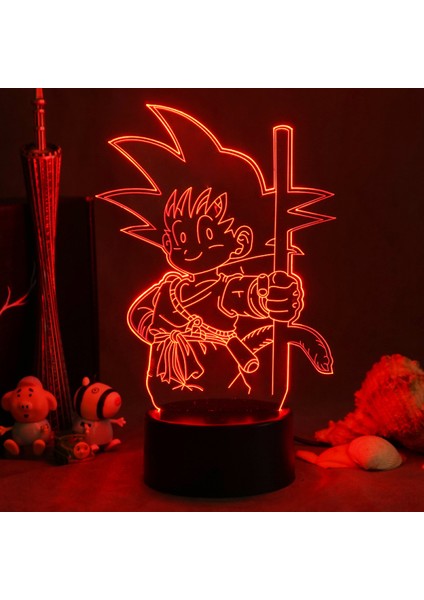 3D Gece Işıkları, Uzaktan Kumandalı ve Rgb Renkli 3D Optik Illüzyon LED Lambalar (Dragon Ball) (Yurt Dışından)