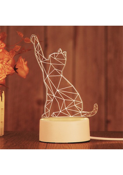 Justup 3D LED Gece Lambası Akrilik Kedi Lambası Uzaktan Kumanda 3D Illusion Lamba Sevgililer Günü Ev Dekorasyon Işık - Stil D (Yurt Dışından)