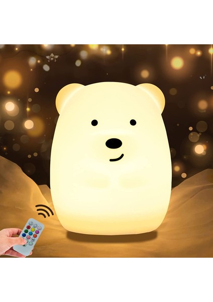 Justup Gece Lambası,ht Sevimli Bebek Gecesi;ht Işık;ht Lamba Şarj Edilebilir Silikon LED Gece;ht Işık;ht Hayvan Kreş Lambası Yatak Odası Taşınabilir Işık;ht （ Orta Ayı ） (Yurt Dışından)