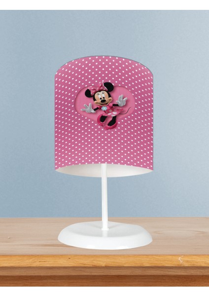 Bebek ve Çocuk Odası Büyük Kalpli Minnie Mause Desenli Abajur