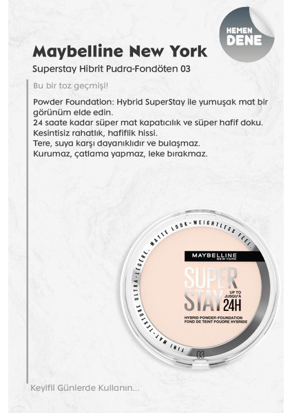 Maybelline Superstay Hibrit Pudra Fondöten - 03