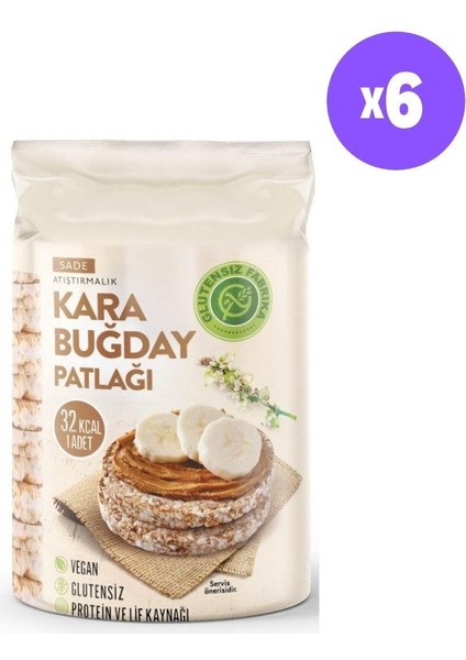 Glutensiz Fabrika Karabuğday Patlağı Sade 100 gr x 6 Paket