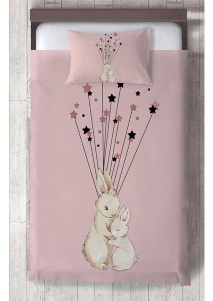 Bebek ve Çocuk Odası Sevimli Tavşan Desenli Yatak Örtüsü