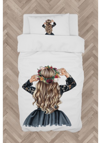 Bebek ve Çocuk Odası Uzun Saçlı Prenses Kız Desenli Nevresim Takımı