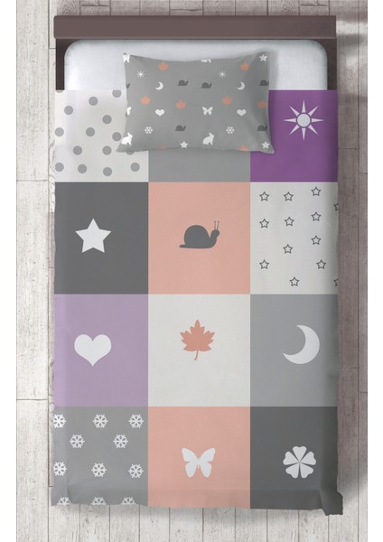 Bebek ve Çocuk Odası Renkli Soft ve Karışık Figür Desenli Yatak Örtüsü