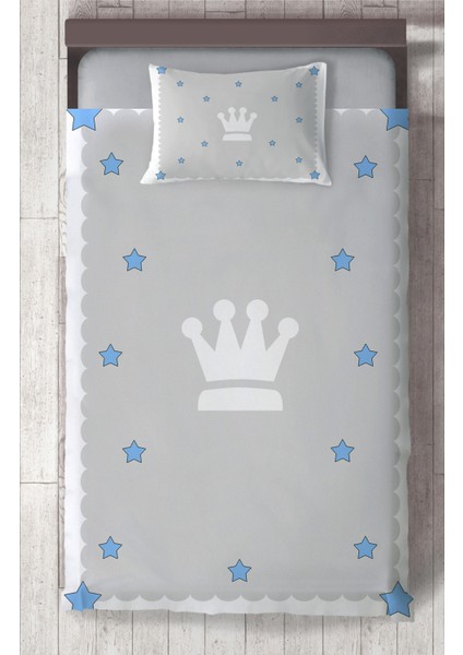 Bebek ve Çocuk Odası Kral Tacı ve Yıldız Desenli Yatak Örtüsü
