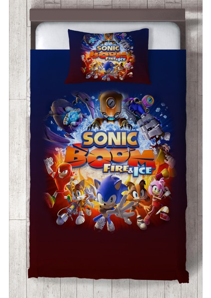 Bebek ve Çocuk Odası Sonic Boom Desenli Yatak Örtüsü