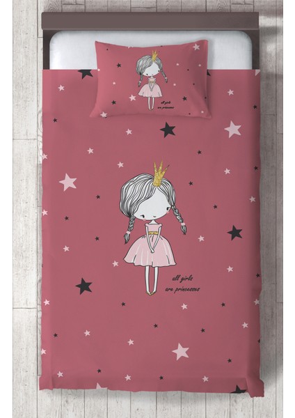 Bebek ve Çocuk Odası Yıldızlı Prenses Desenli Yatak Örtüsü