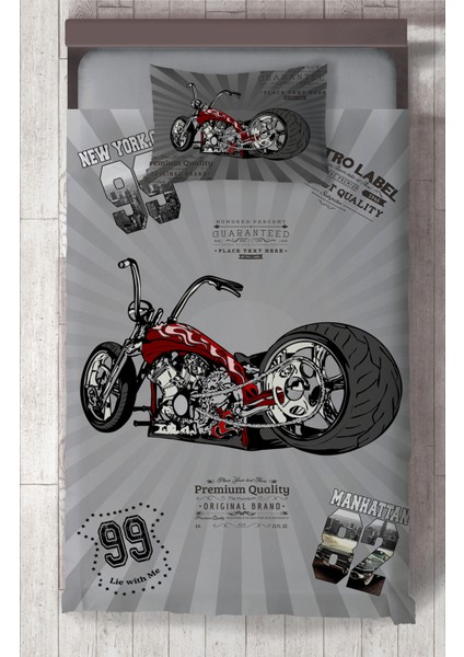 Bebek ve Çocuk Odası Motor Desenli Yatak Örtüsü