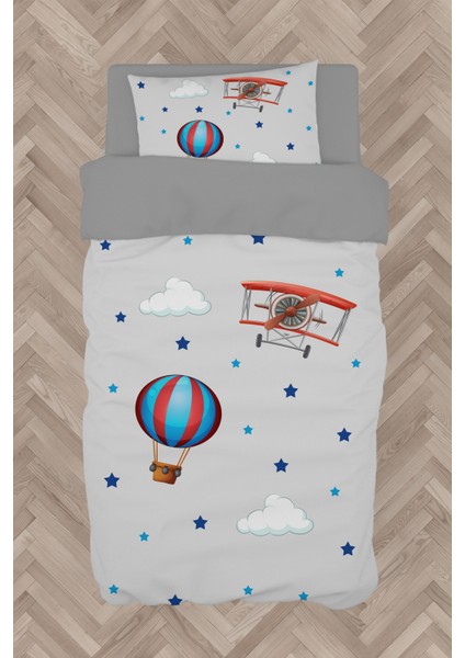 Bebek ve Çocuk Odası Uçak ve Uçan Balon Desenli Nevresim Takımı
