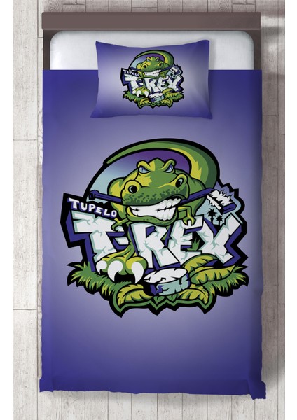 Bebek ve Çocuk Odası T-Rex Desenli Yatak Örtüsü