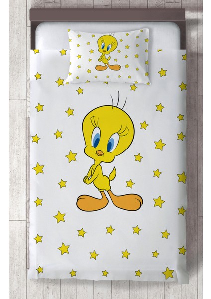 Bebek ve Çocuk Odası Seksekli Sarı Yıldız Desenli Yatak Örtüsü