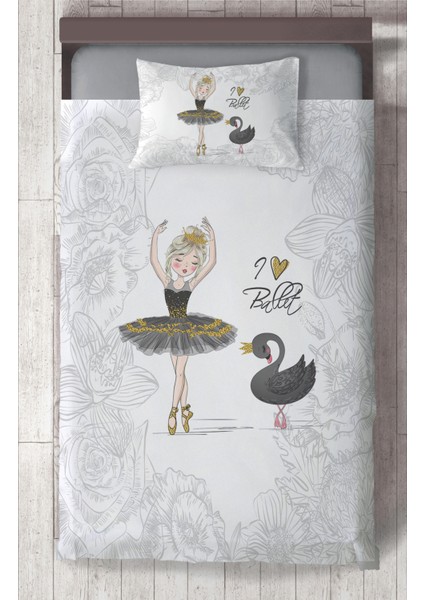 Bebek ve Çocuk Odası Baleri ve Kuğu Desenli Motifli Yatak Örtüsü