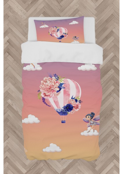 Bebek ve Çocuk Odası Uçan Balon ve Çiçek Desenli Nevresim Takımı