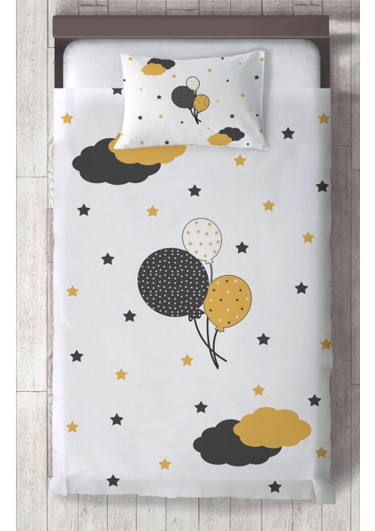 Bebek ve Çocuk Odası Balonlu Yıldız Desenli Yatak Örtüsü
