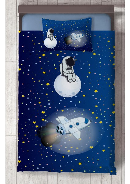 Bebek ve Çocuk Odası Astronot ve Spacex Desenli Yatak Örtüsü