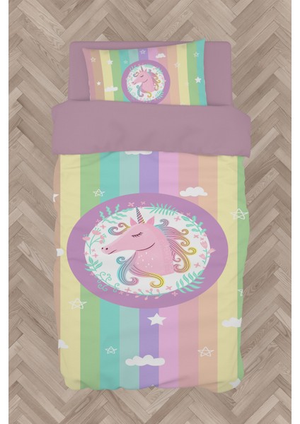 Bebek ve Çocuk Odası Renkli Unicorn Desenli Nevresim Takımı