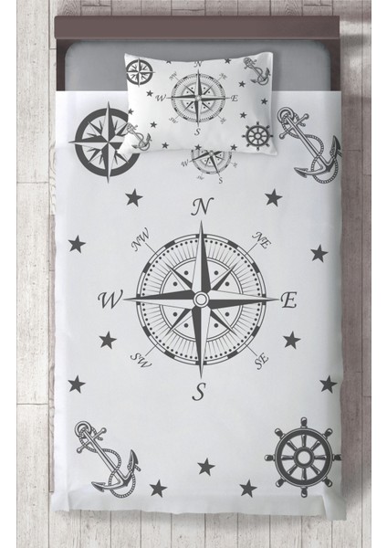 Bebek ve Çocuk Odası Pusula Desenli Yatak Örtüsü