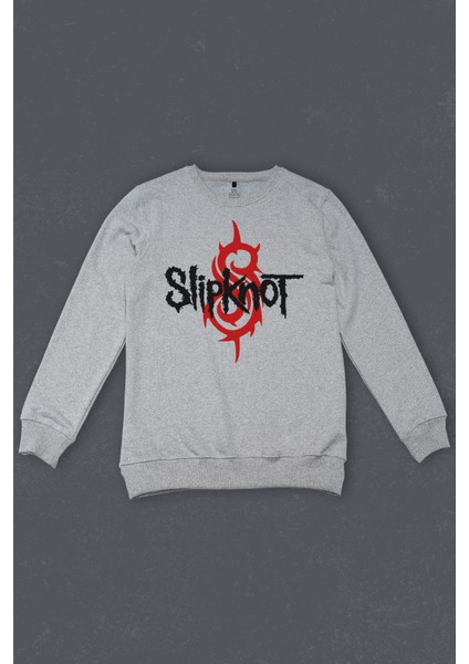 Unisex Sweatshirt Slipknot Slip Knot Ravado Goat Star Logo Baskılı Gri Sweat
