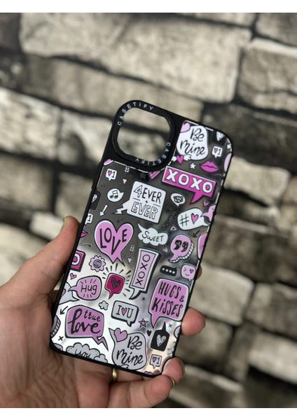 iphone 15 Plus Kılıf Aynalı Xoxo Baskılı Silikon Kapak Kılıf