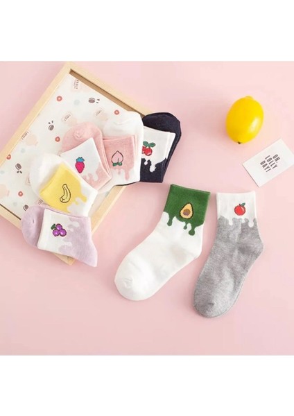 Magia Stile Meyveli Desenli Kolej 7'li Set Çorap Renkli fırsatları