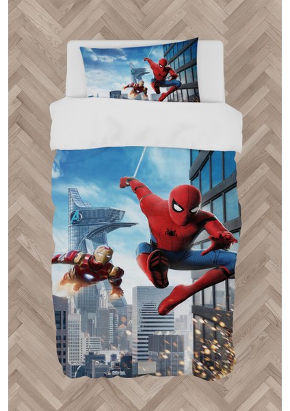 Bebek ve Çocuk Odası Iron Man ve Spider Man Desenli Nevresim Takımı
