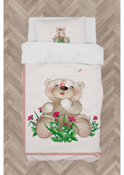 Bebek ve Çocuk Odası Ayıcık ve Çiçek Desenli Nevresim Takımı