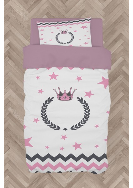 Bebek ve Çocuk Odası Taç ve Çelenk Desenli Zikzaklı Nevresim Takımı