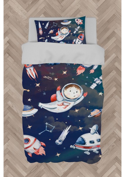 Bebek ve Çocuk Odası Uzaylı Astronot Desenli Nevresim Takımı