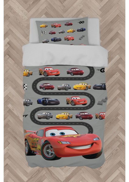 Bebek ve Çocuk Odası Mcqueen ve Yol Desenli Nevresim Takımı