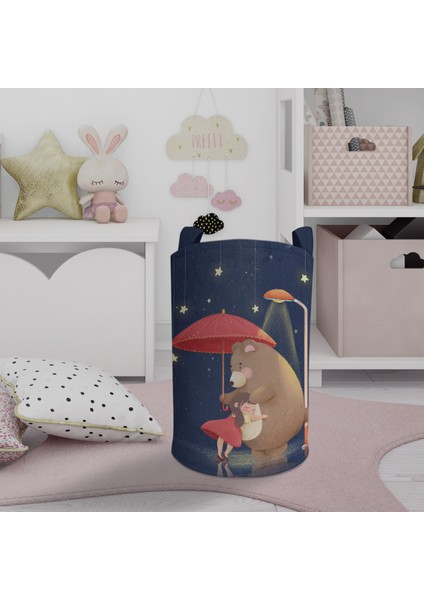 Bebek ve Çocuk Odası Sevimli Ayıcık Desenli Oyuncak Sepeti