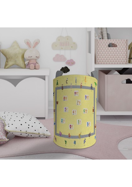 Bebek ve Çocuk Odası Sayılar ve Harfler Seksek Desenli Eğitici Oyuncak Sepeti