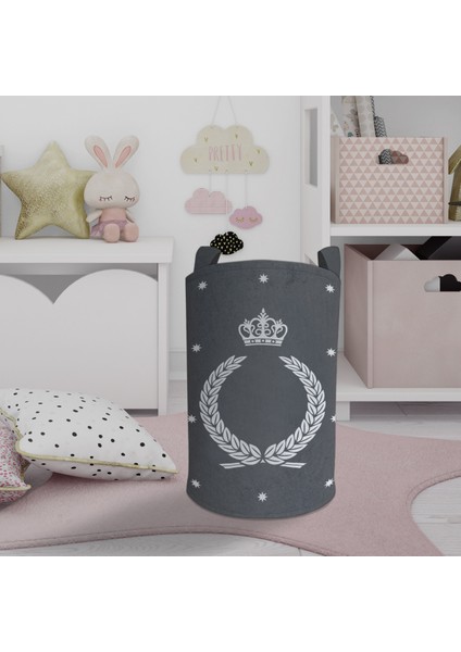 Bebek ve Çocuk Odası Taçlı Yıldız Desenli Oyuncak Sepeti