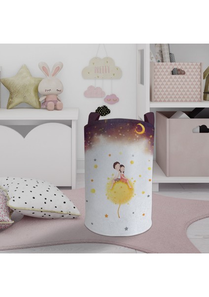 Bebek ve Çocuk Odası Sevimli Çocuklar Yıldız Desenli Oyuncak Sepeti