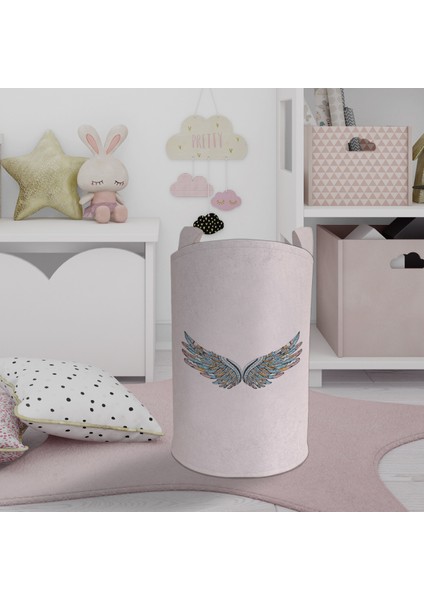 Bebek ve Çocuk Odası Büyük Renkli Kanat Desenli Oyuncak Sepeti