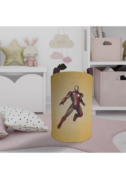 Bebek ve Çocuk Odası Iron Man Desenli Oyuncak Sepeti