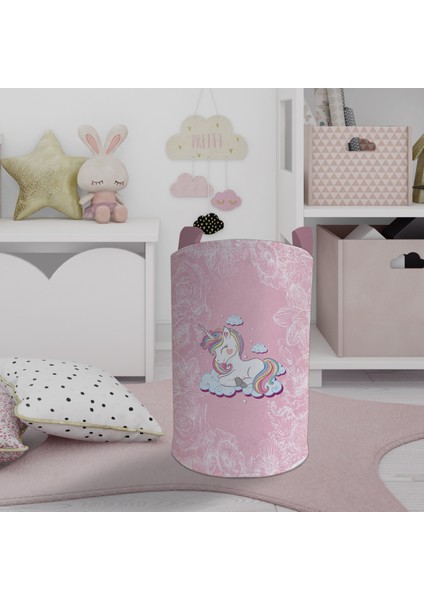Bebek ve Çocuk Odası Unicorn ve Seksek Desenli Oyuncak Sepeti