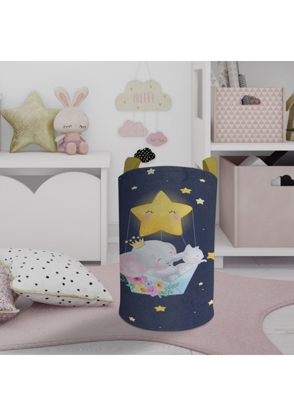 Bebek ve Çocuk Odası Sevimli Hayvanlar Desenli Oyuncak Sepeti