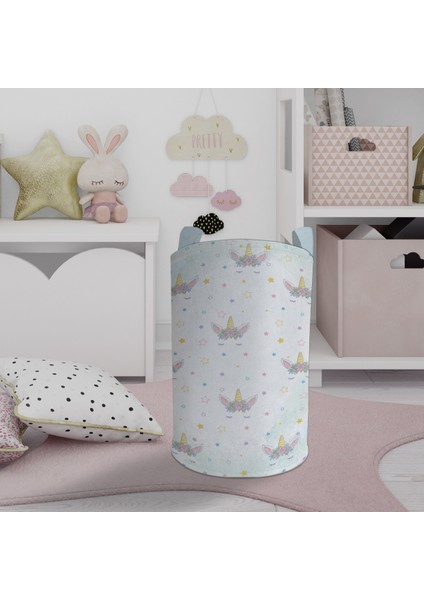 Bebek ve Çocuk Odası Çiçekli Yıldız Desenli Oyuncak Sepeti