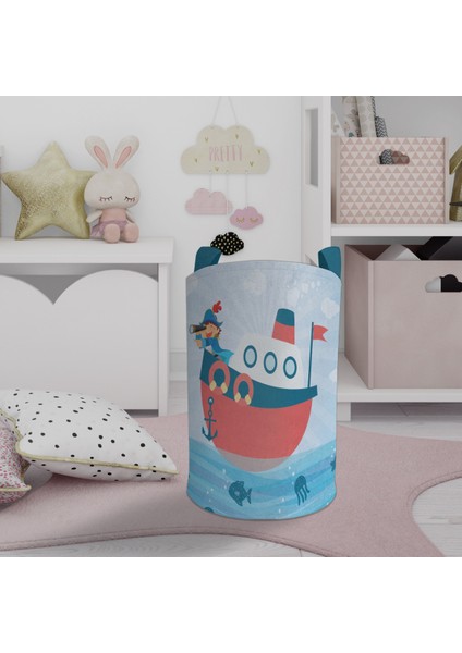 Bebek ve Çocuk Odası Dürbünlü Korsan Desenli Oyuncak Sepeti