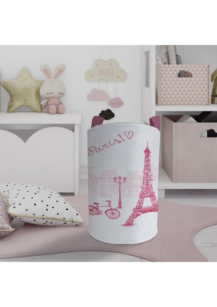 Bebek ve Çocuk Odası Eyfel Kule Desenli Oyuncak Sepeti